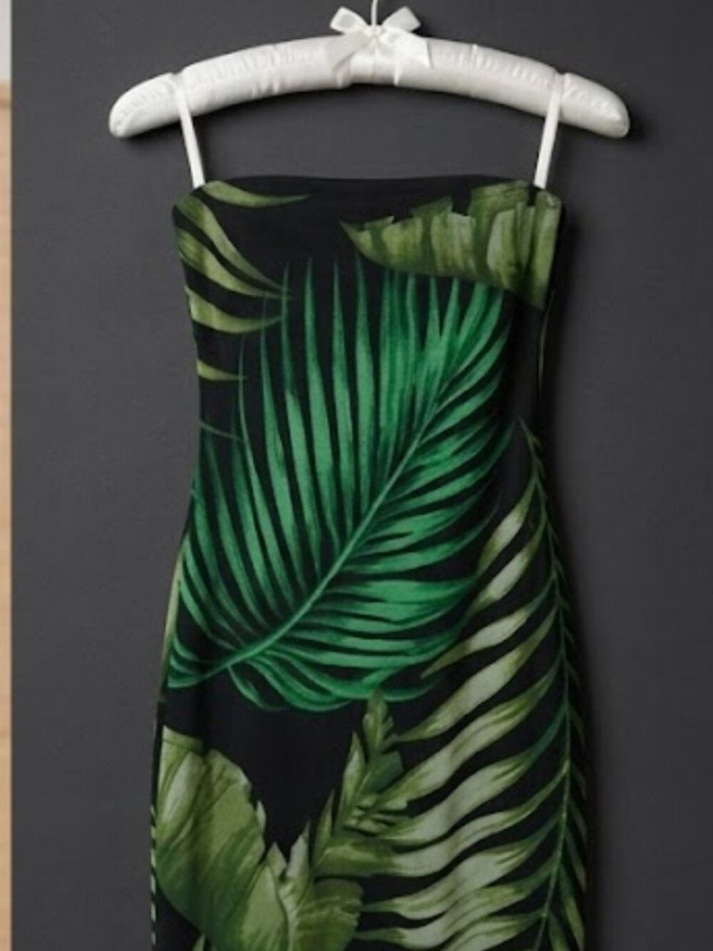 Windsor Tropical Palm Print Strapless Mesh Bodycon Midi Dress - Size S - Picture 3 of 3